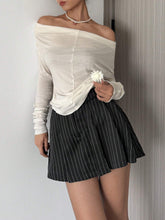 Frenchy Women's Contrast Striped Print Casual Pleated Shorts